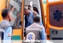 إسعاف أسوان ينجح فى انقاذ مصاب فى حادث تصادم سيارتين