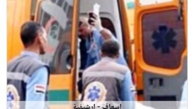 إسعاف أسوان ينجح فى انقاذ مصاب فى حادث تصادم سيارتين