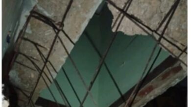 السقف وقع| شاهد.. آثار انهيار جزئي في عقار بالعمرانية وإخلاء السكان