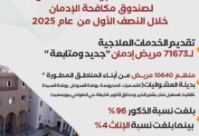 انفوجراف| صندوق مكافحة الإدمان يقدم الخدمات العلاجية لـ 71673 مريض إدمان جديد ومتابعة خلال 6 أشهر